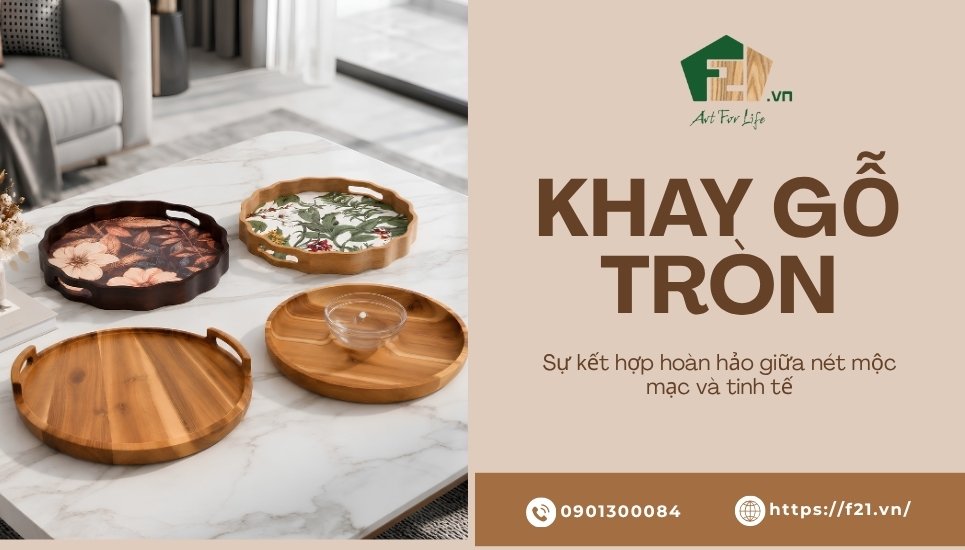 Khay gỗ tròn - Sự kết hợp hoàn hảo giữa nét mộc mạc và tinh tế