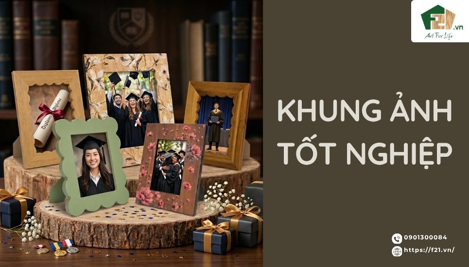 Khung ảnh tốt nghiệp kỷ niệm ngày ra trường viền gỗ đẹp