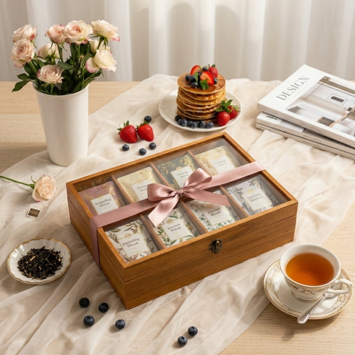 Hộp gỗ đựng trà bánh - Quà tặng tinh tế, gửi trọn thành ý