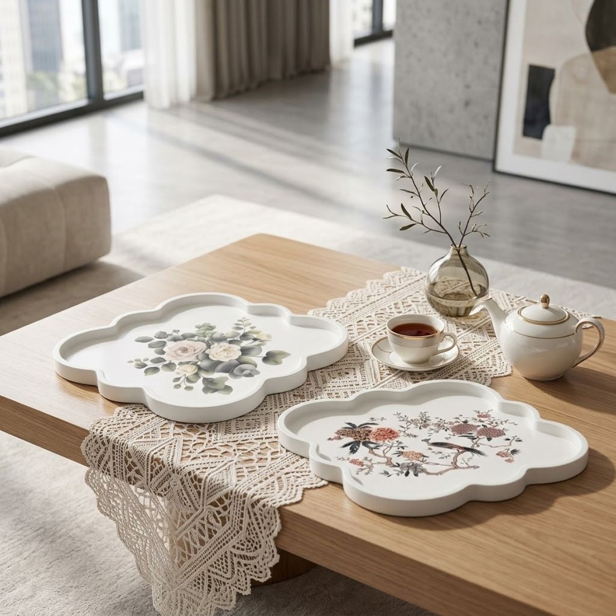 Khay vuông sơn mài họa tiết - “Bản phối” nghệ thuật đã trở lại!🕊️🌹