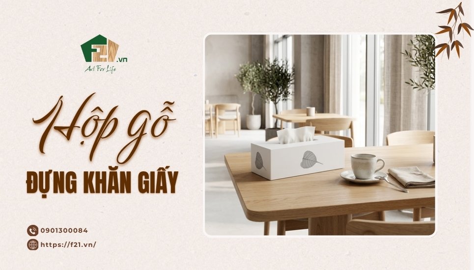 Các mẫu hộp khăn giấy gỗ F21 - Sản xuất theo yêu cầu tại TP.HCM