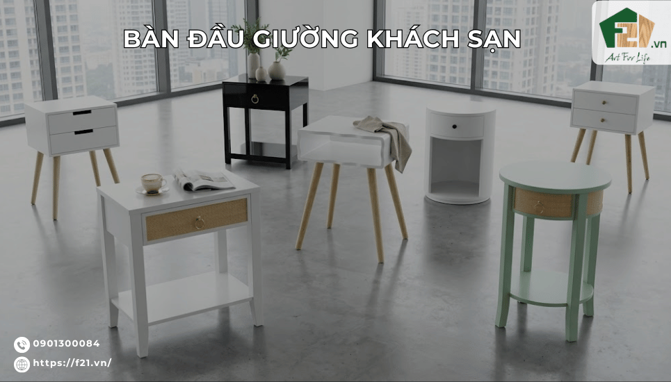 Bàn đầu giường khách sạn 5 sao đẹp, sang trọng