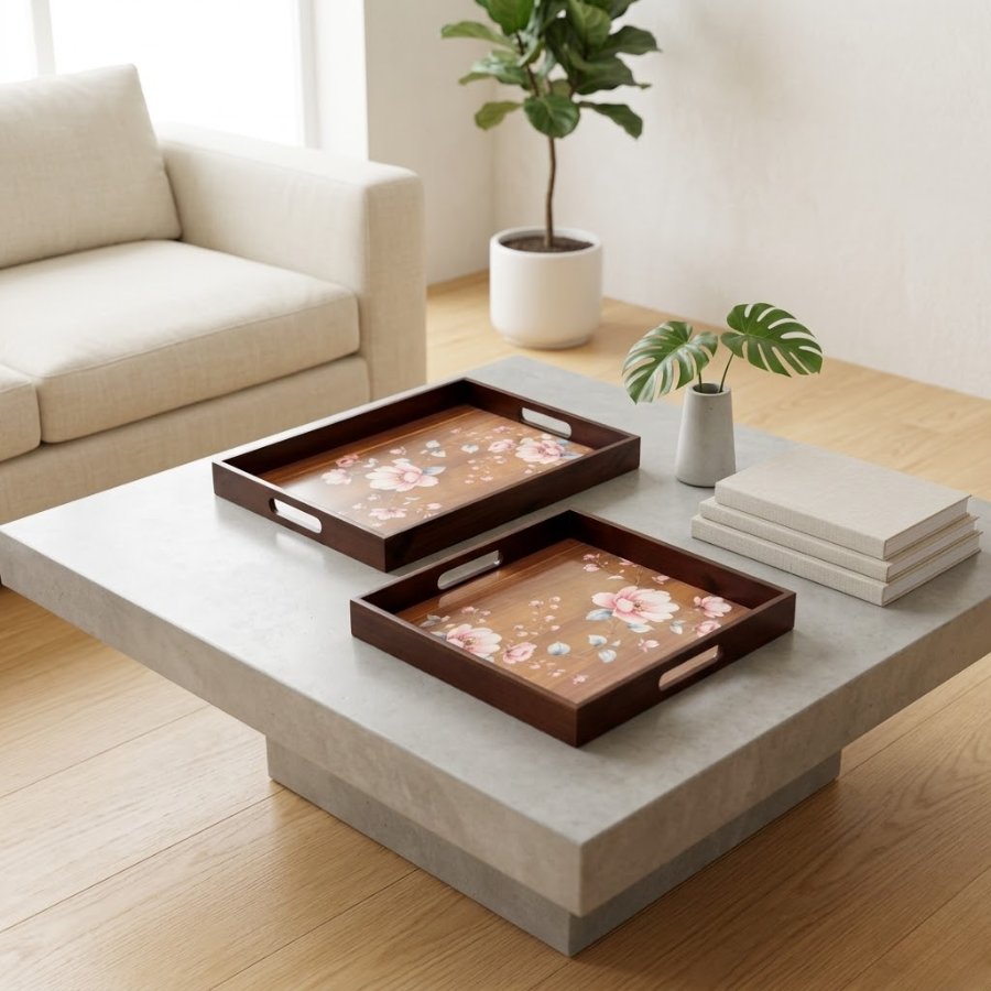 Khay gỗ hoa mẫu đơn F21 - Tô điểm không gian