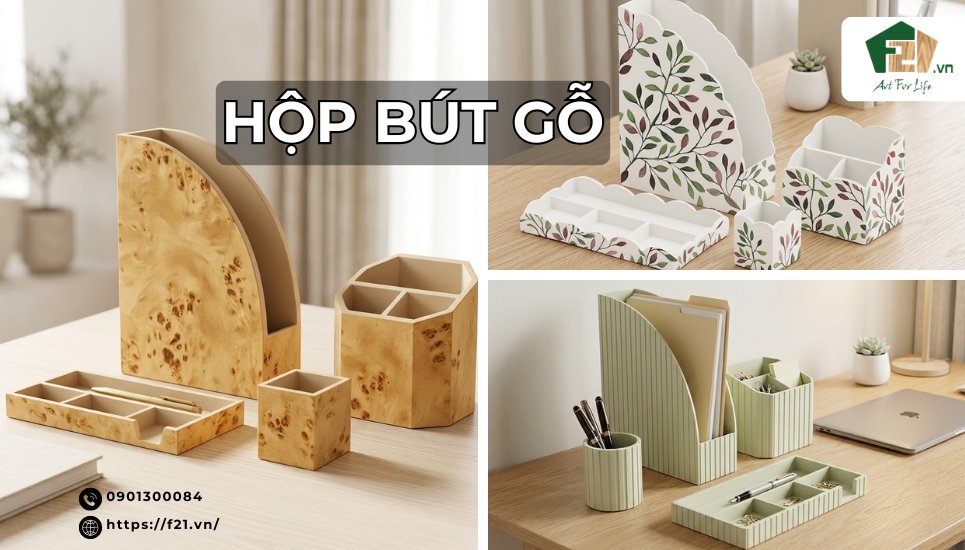 Hộp bút gỗ đẹp - Điểm nhấn nghệ thuật cho bàn làm việc