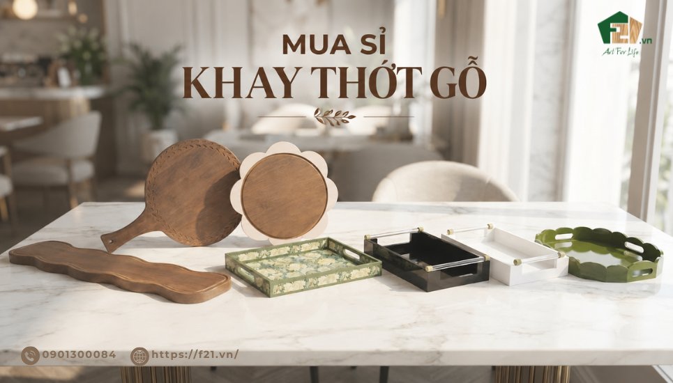 Mua sỉ khay thớt gỗ nhà hàng, quán cafe chất lượng, giá tốt tận xưởng