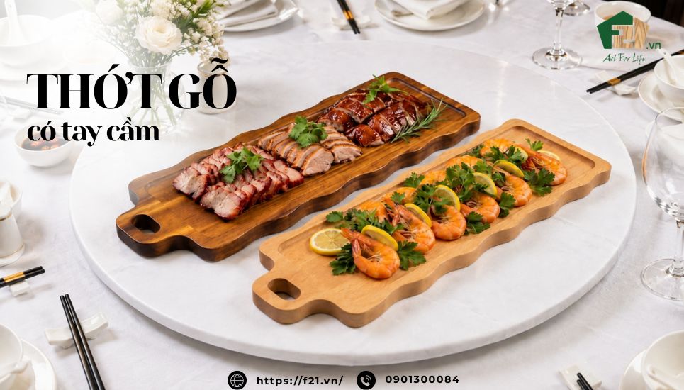 Thớt gỗ có tay cầm cao cấp cho nhà ở, nhà hàng, khách sạn