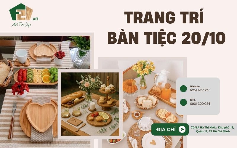 Top 10 cách trang trí bàn tiệc 20/10 sang trọng với đồ gia dụng gỗ