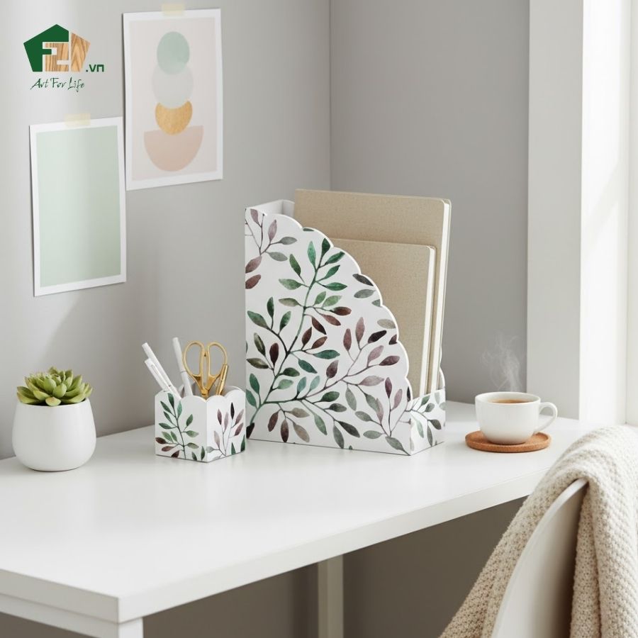 decor góc làm việc bằng gỗ