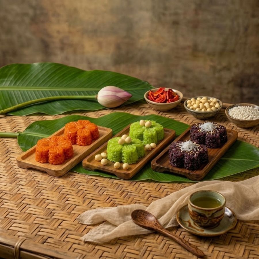 đaiã gỗ chữ nhật đựng các loại xôi