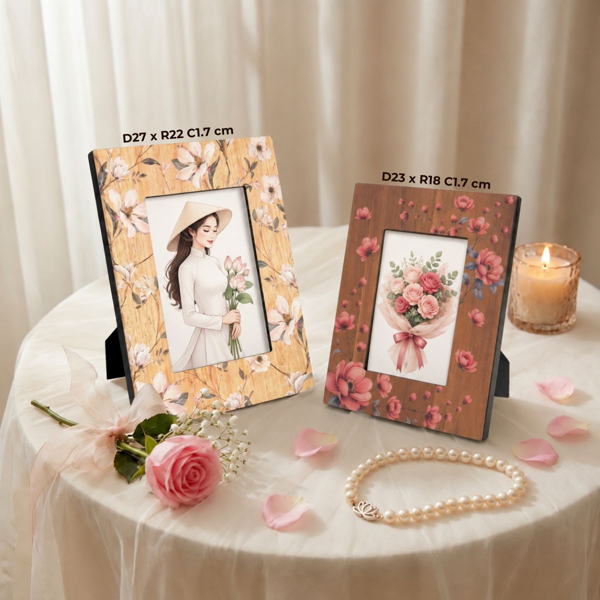khung hình gỗ họa tiết hoa văn cổ điển