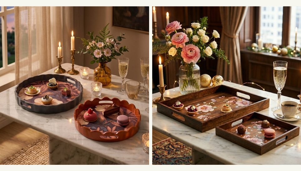 khay trang trí tiệc