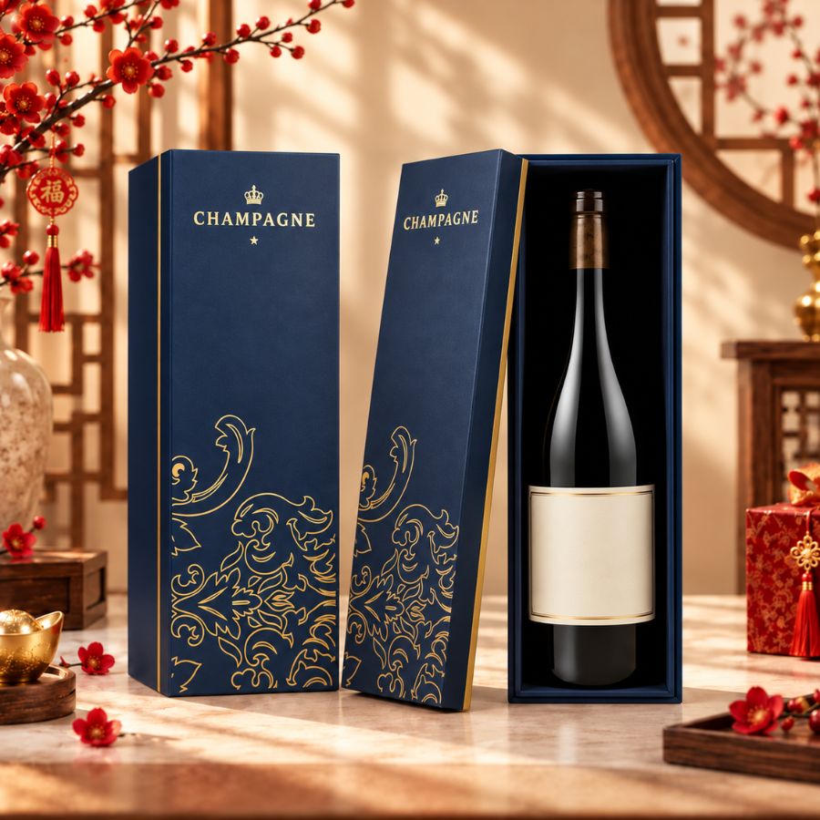 Hộp rượu xanh nắp rời cao cấp