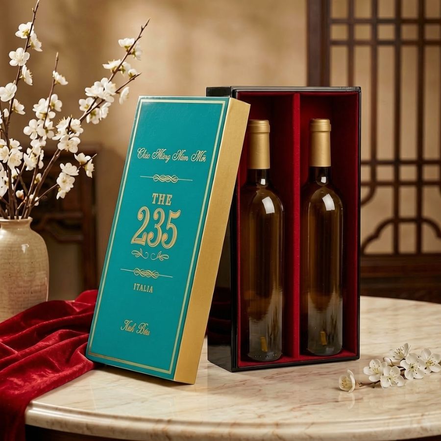 Hộp đôi nắp xanh ngọc mạ vàng