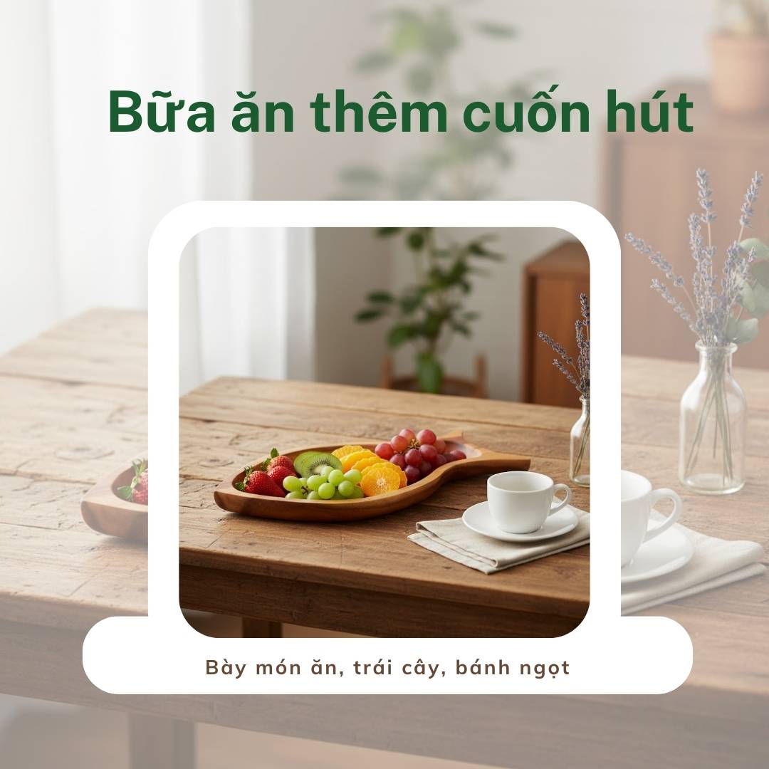 dĩa gỗ bày thức ăn