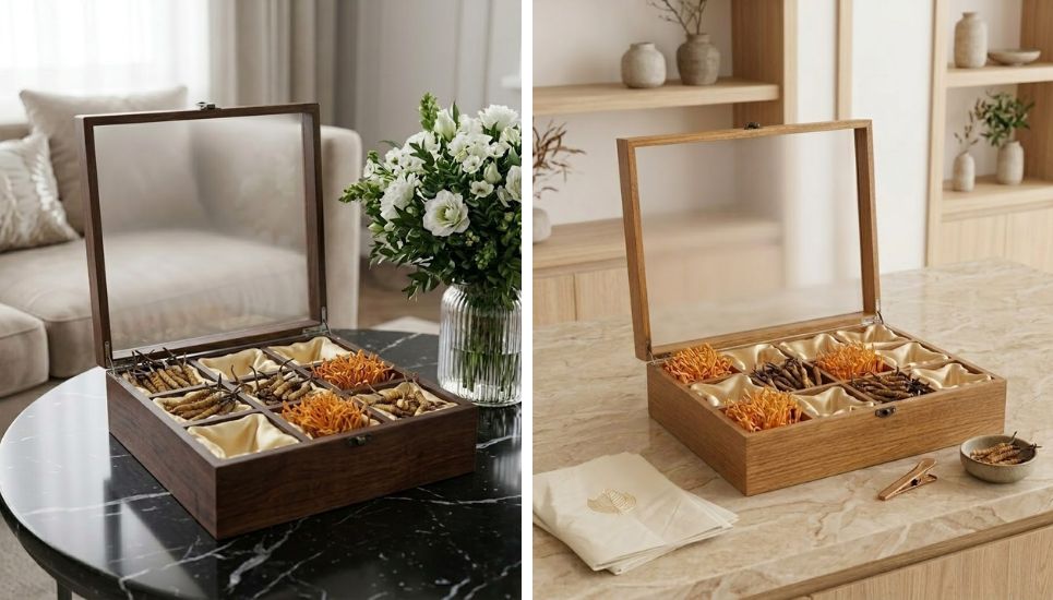 hộp đựng đông trùng hạ thảo nắp kính