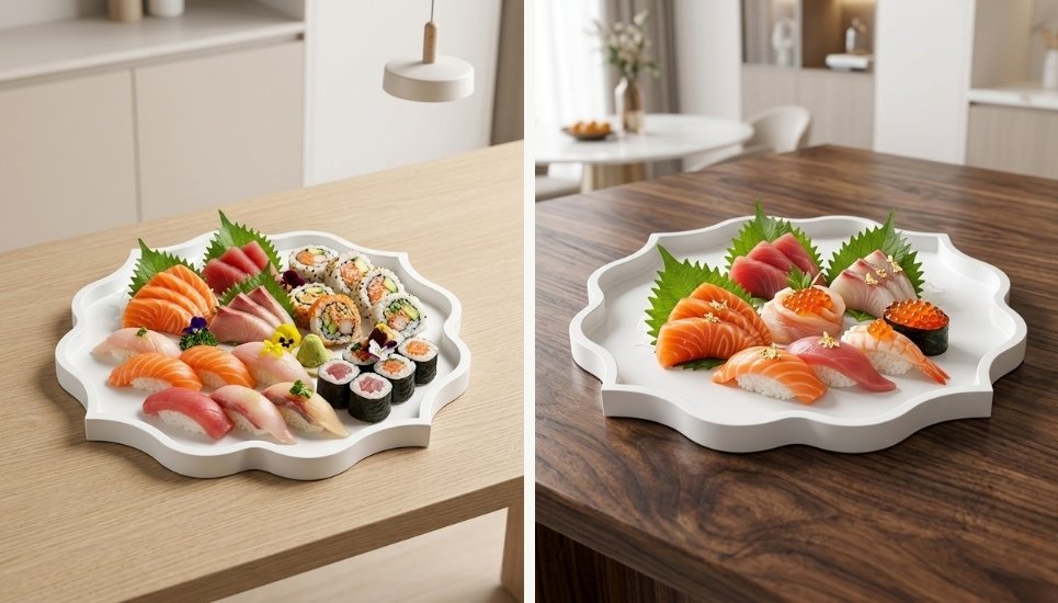 khay hoa cánh nhọn đựng sushi