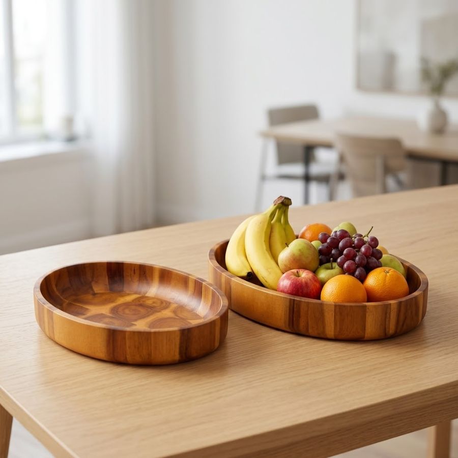 Tô gỗ oval đựng trái cây