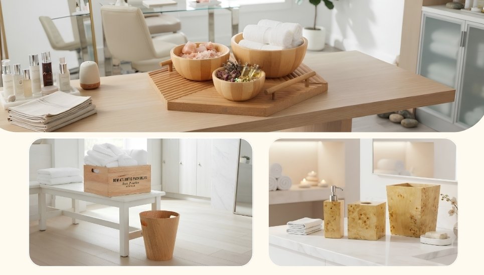 set phụ kiện spa decor bằng gỗ