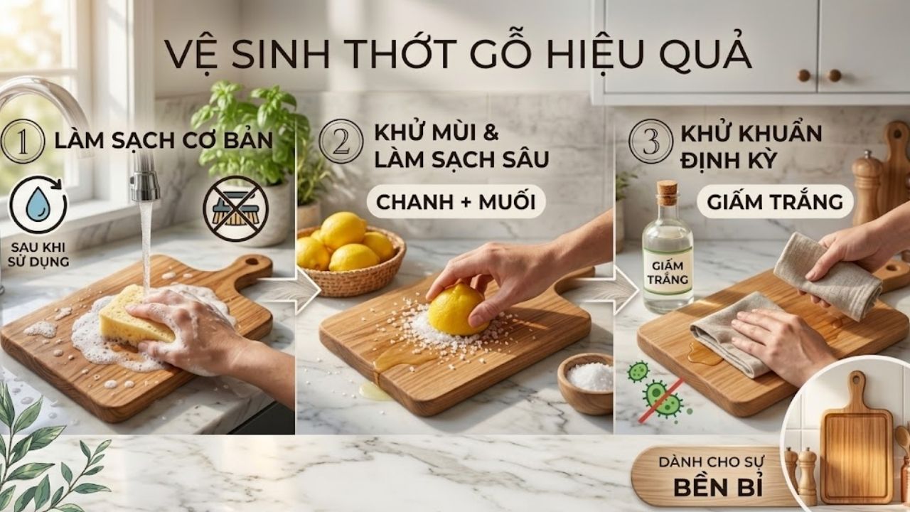 hướng dẫn vệ sinh thớt gỗ