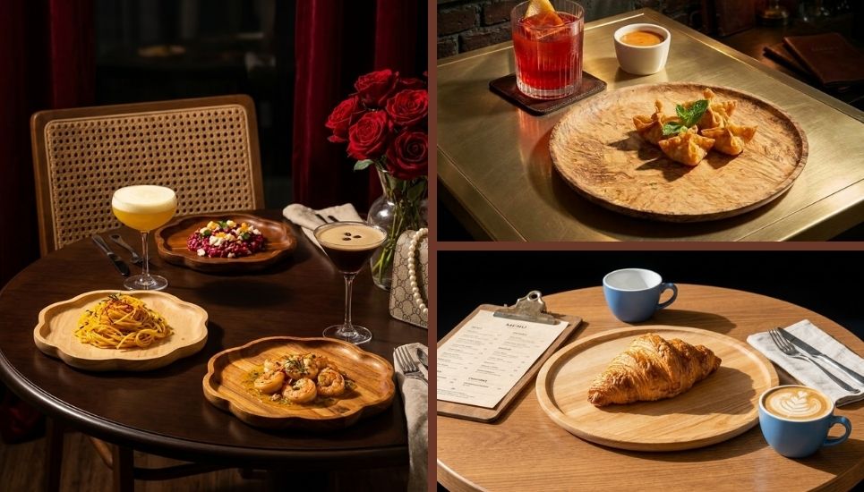 đĩa gỗ tròn cho nhà hàng, bar, cà phê