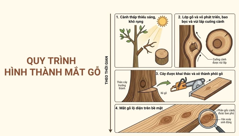 quá trình hình thành mắt gỗ