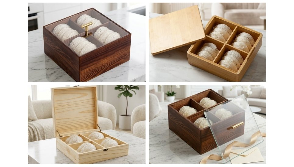 hộp gỗ vuông đựng tổ yến sào