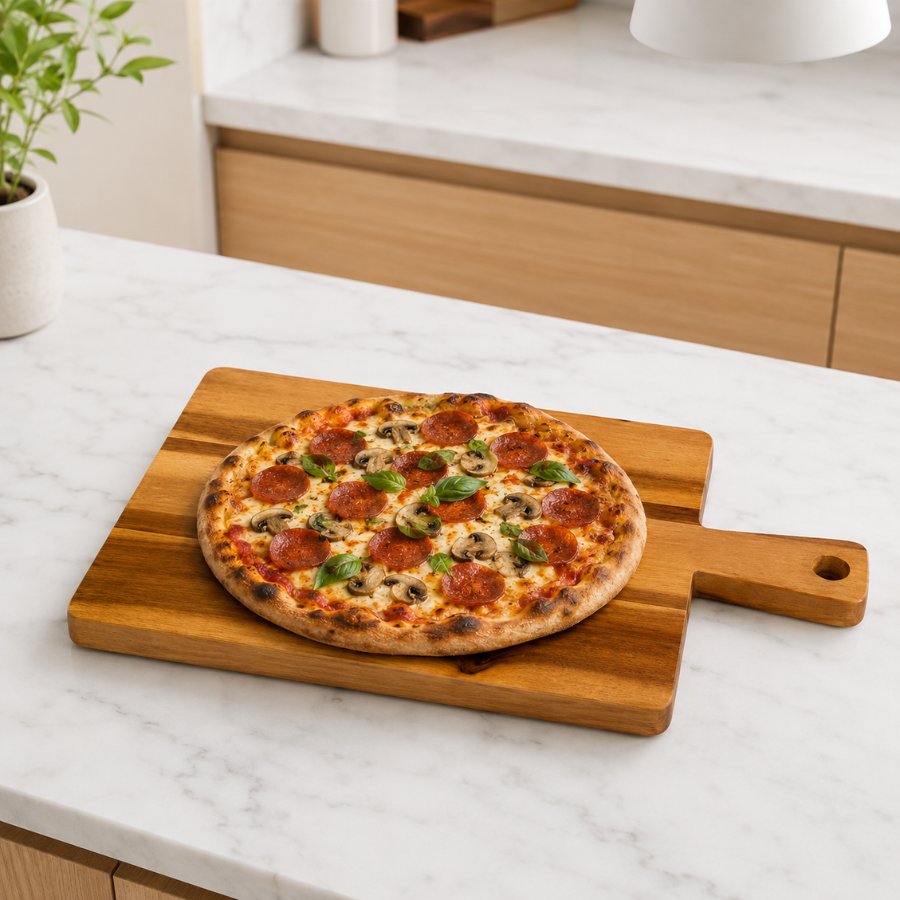 thớt gỗ phục vụ pizza