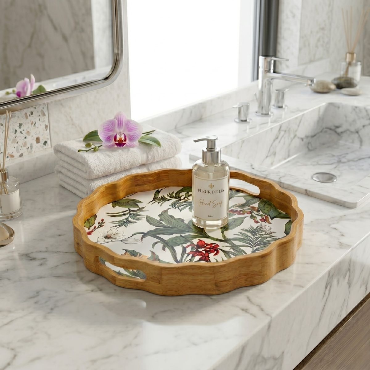 Tạo điểm nhấn đẳng cấp cho phòng tắm nhờ khay trang trí