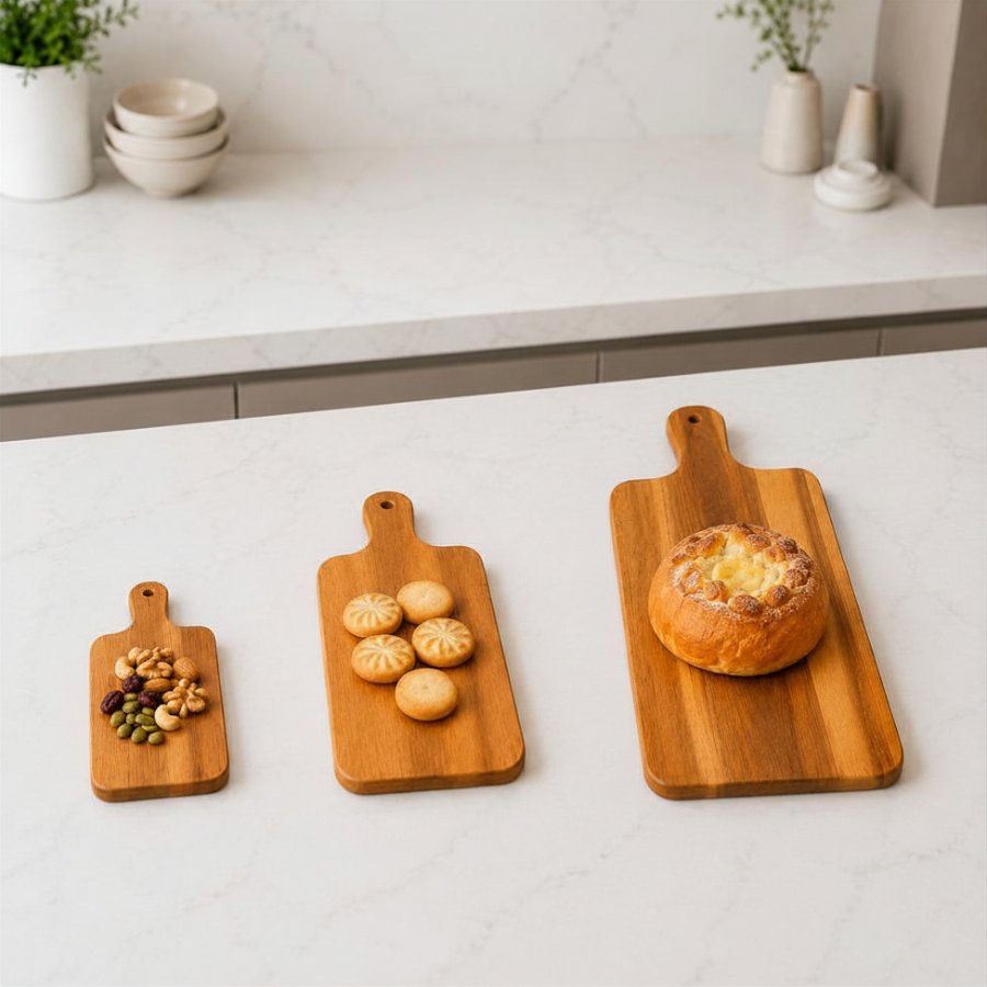 thớt tay cầm bày biện món ăn