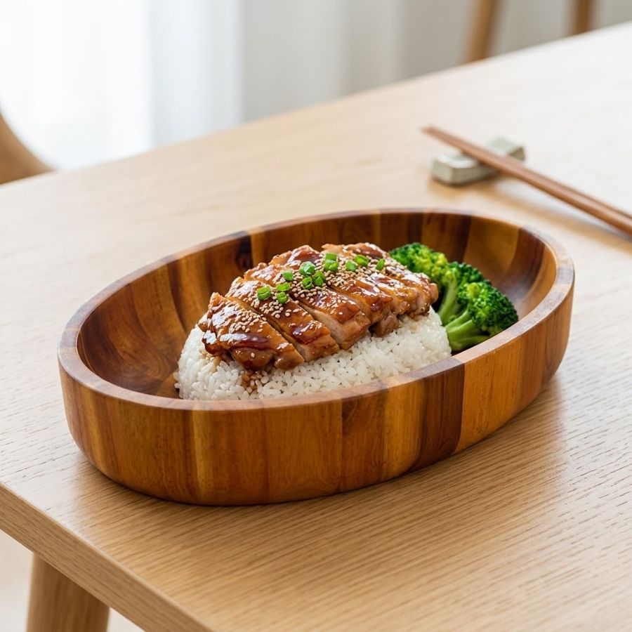 Tô gỗ gỗ đựng cơm thịt