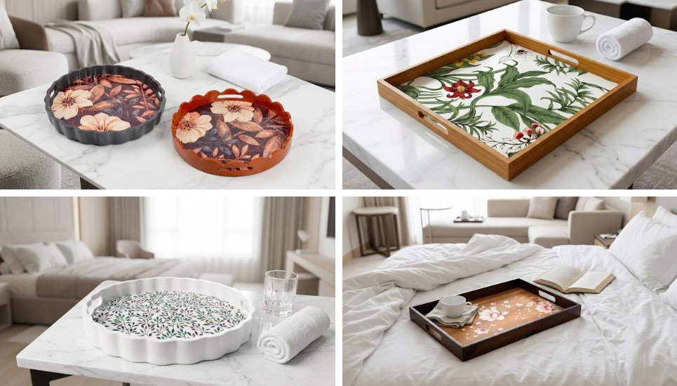 Các mẫu khay gỗ decor nội thất cho resort, homestay