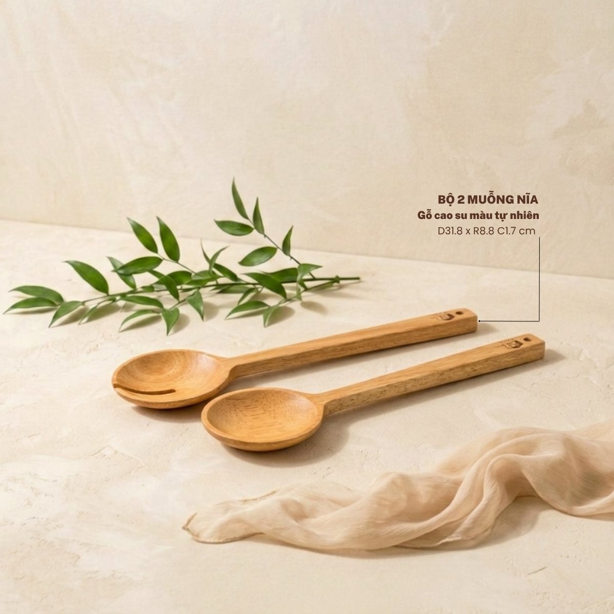 bộ muỗng nĩa gỗ cao su