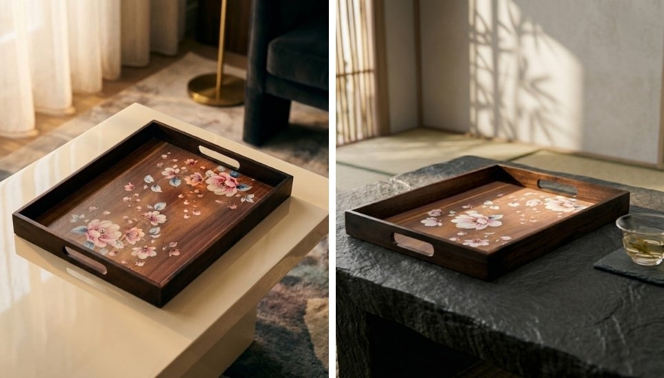 khay gỗ decor hình chữ nhật, gỗ tràm