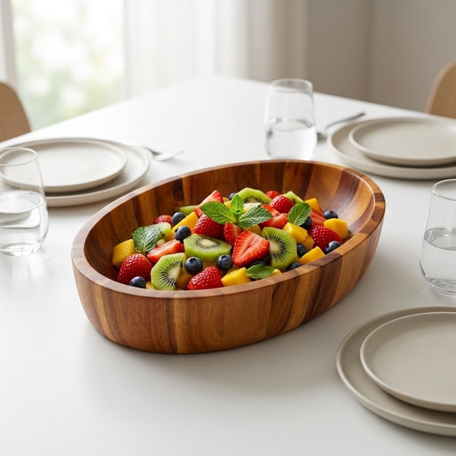 Tô gỗ oval đựng trái cây các loại