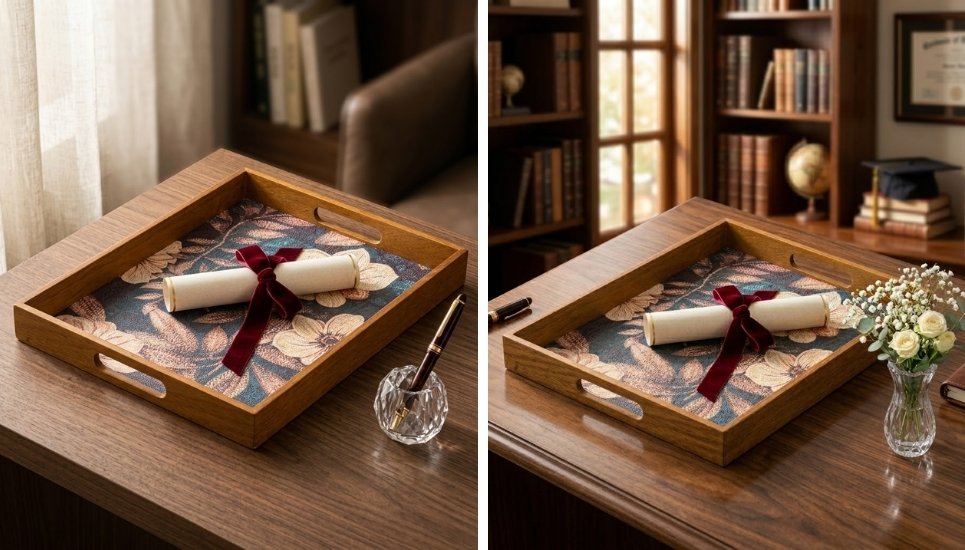 khay gỗ đựng giấy khen