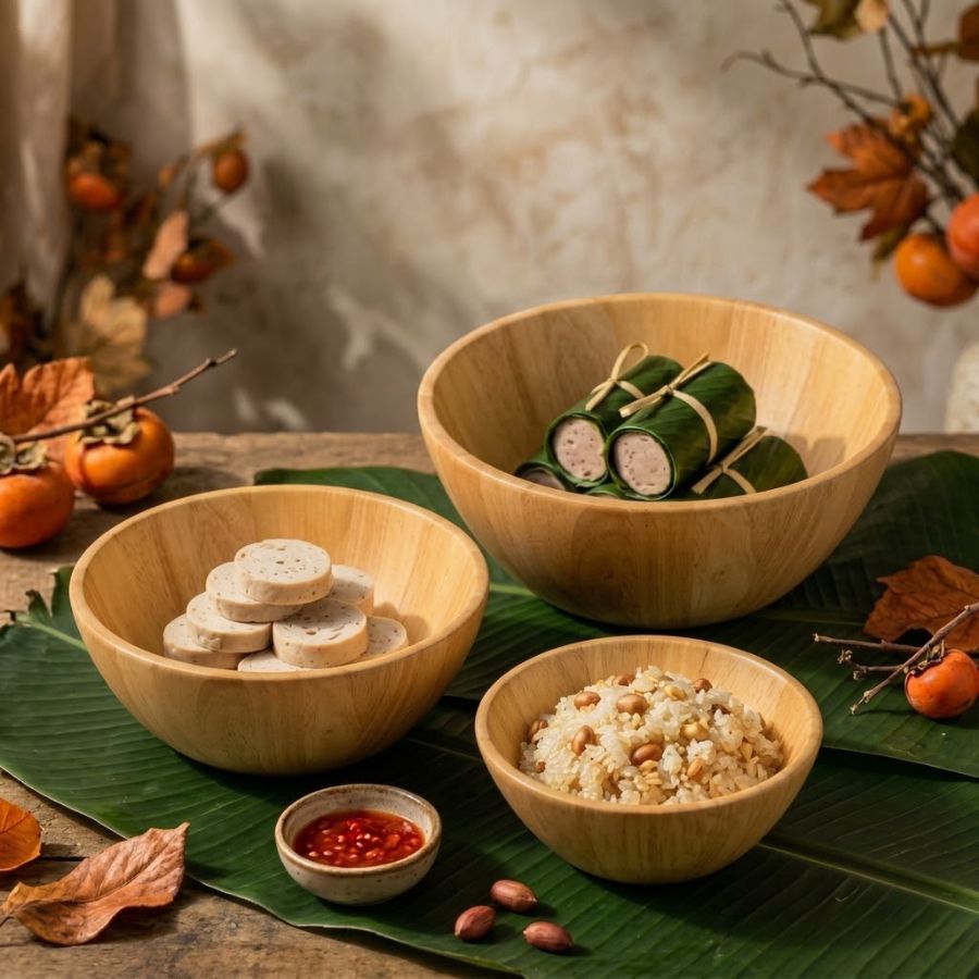 bộ tô gỗ cao su thành vát
