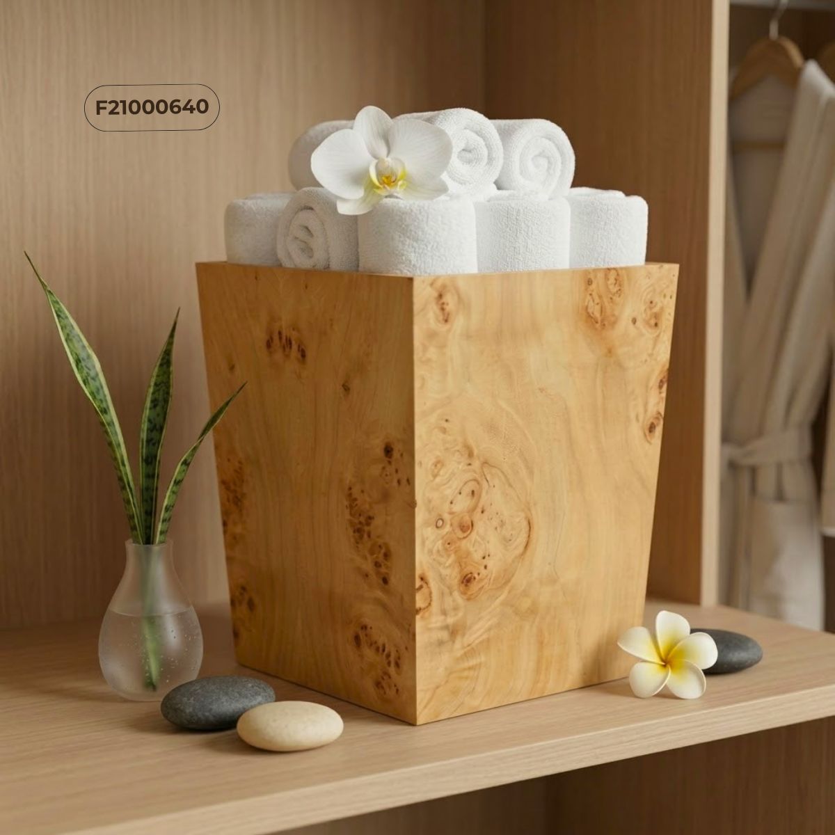 Hộp đựng khăn tắm vân Burl