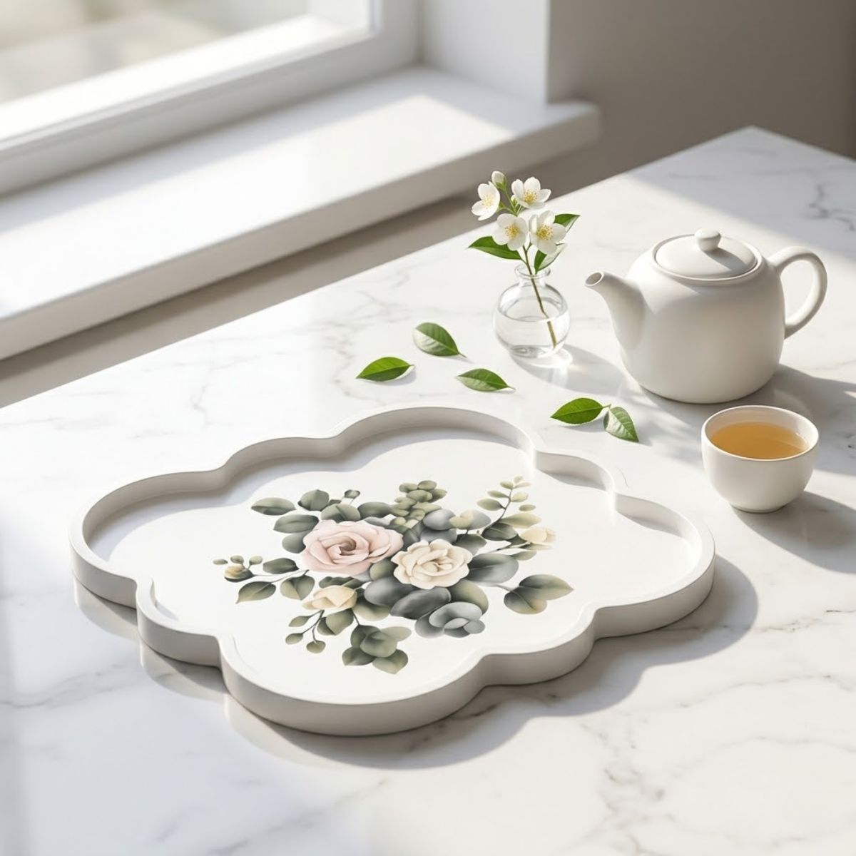Khay sơn mài họa tiết hoa cổ điển