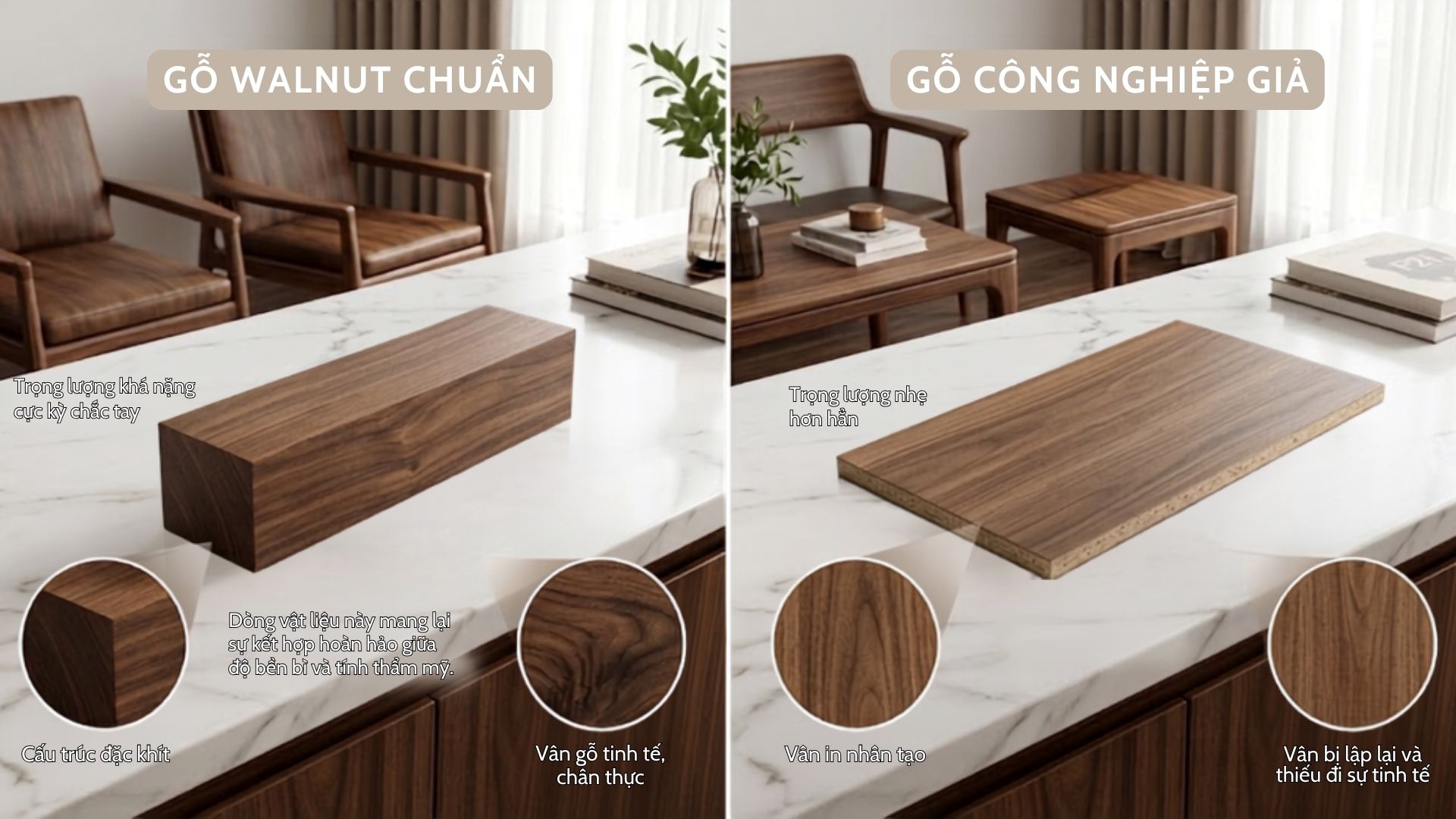 phân biệt gỗ walnut thật