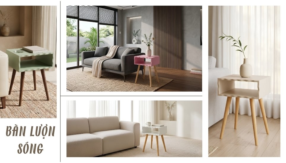 bàn góc sofa lượn sóng