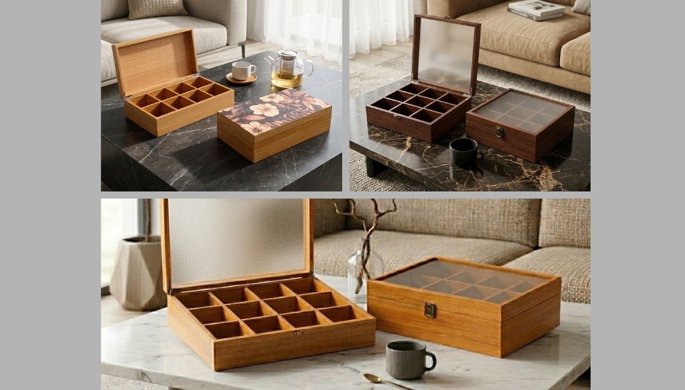 hộp trà gỗ decor