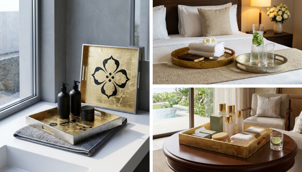 mẫu khay amenities dán vàng, bạc