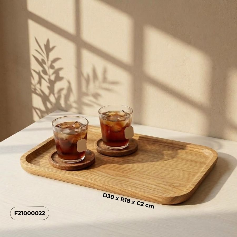 đĩa gỗ decor bàn trà chiều