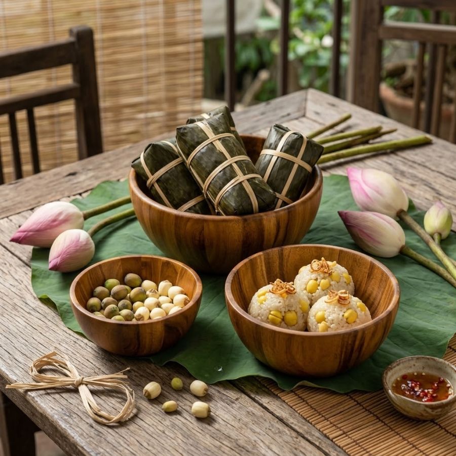 bộ tô gỗ đựng xôi
