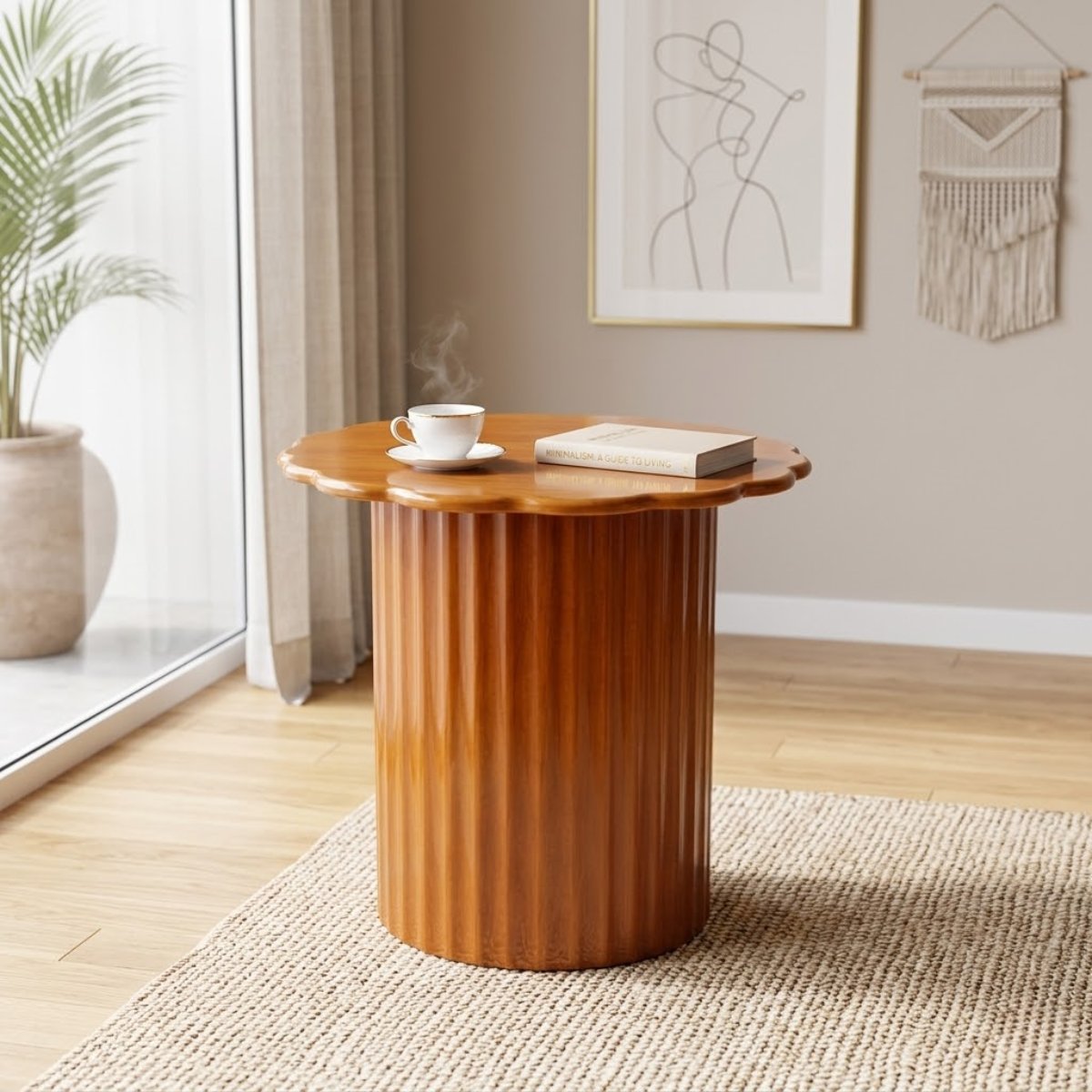 bàn gỗ decor hình cánh hoa
