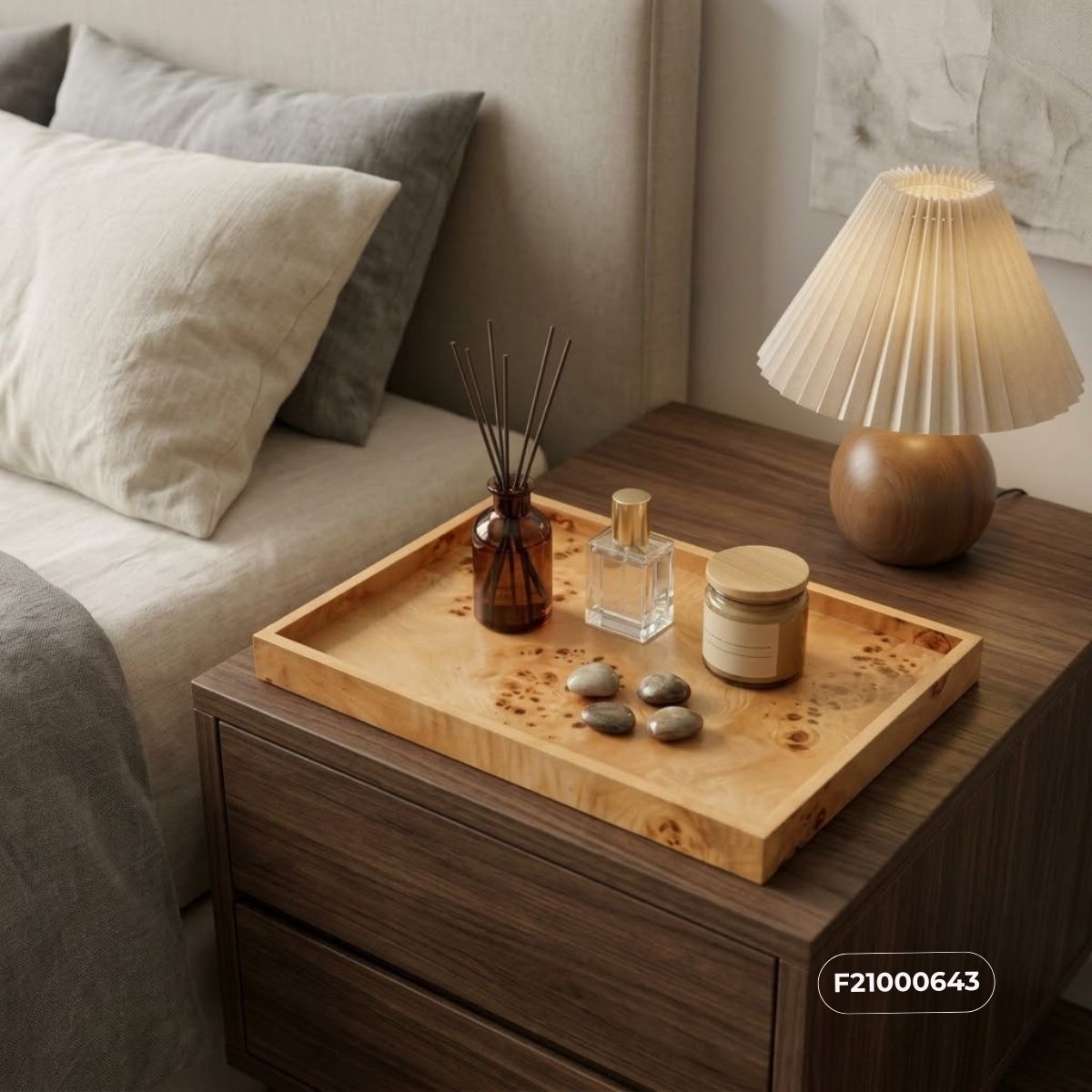 Khay vân Burl decor phòng ngủ