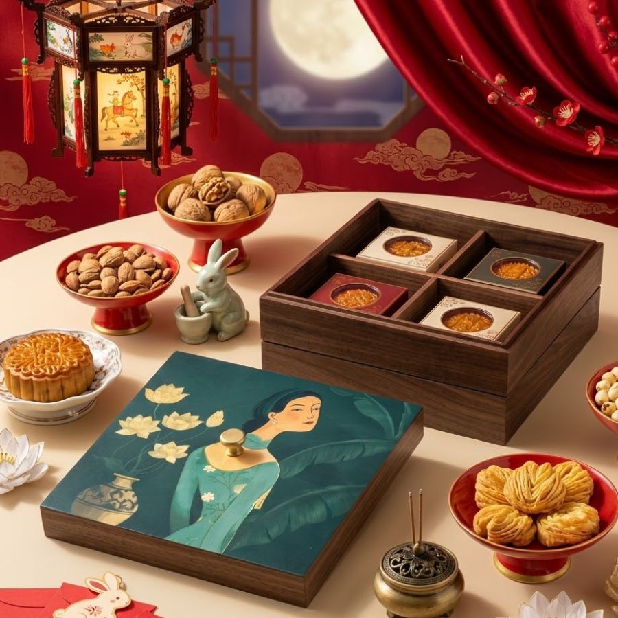 Hộp gỗ trung thu cao cấp