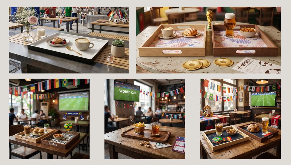 khay phục vụ quán cafe mùa world cup
