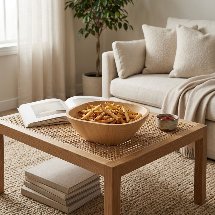 Tô gỗ cao cấp đựng thức ăn nhẹ decor trên bàn trà