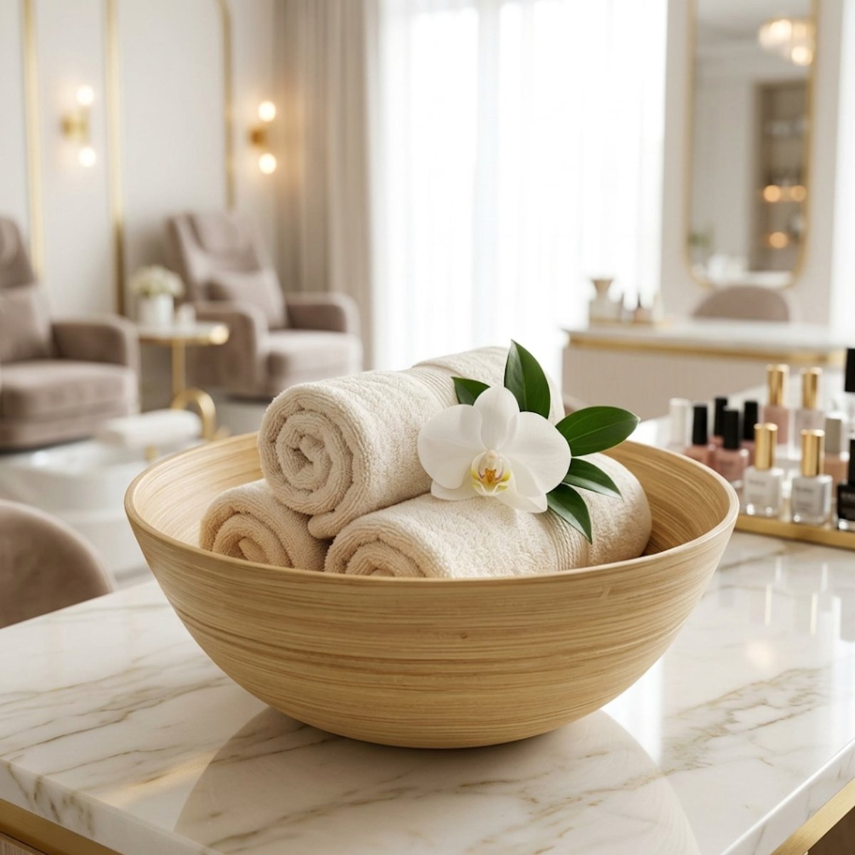 Tô đựng khăn sang trọng không gian tiệm nail